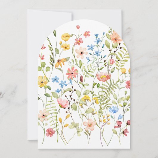 Kleurrijke wilde bloemen rustieke tuin boog bruilo kaart (Achterkant)