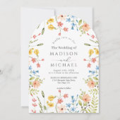 Kleurrijke wilde bloemen rustieke tuin boog bruilo kaart (Voorkant)