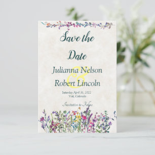 Kleurrijke wilde bloemen save the date uitnodiging
