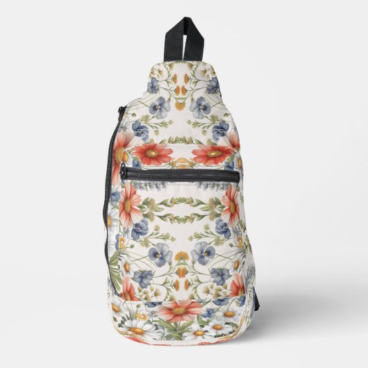 Kleurrijke wilde bloemen sling bag (Voorkant)