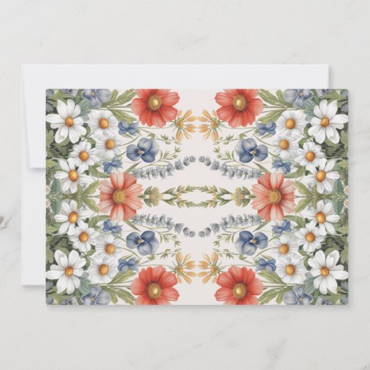 Kleurrijke wilde bloemen sparen de datum save the date (Achterkant)