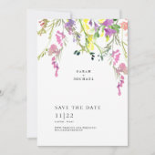 Kleurrijke wilde bloemen sparen de datum save the date (Voorkant)