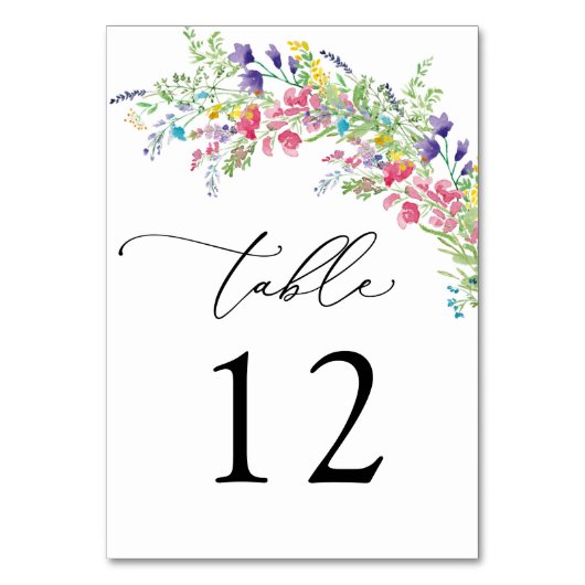 Kleurrijke Wilde Bloemen Tafelnummer Trouwfeest (Voorkant)