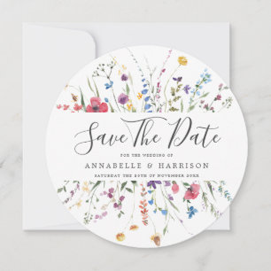Kleurrijke Wilde Bloemen Trouw Save The Date