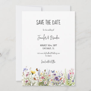 Kleurrijke wilde bloemen tuin Save the Date Foto Kaart