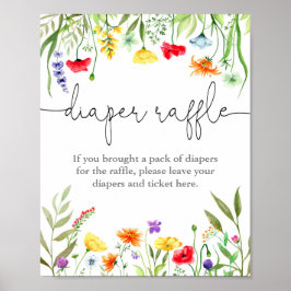 Kleurrijke wilde bloemen veer Diaper-rolbord Poster