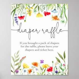 Kleurrijke wilde bloemen veer Diaper-rolbord Poster