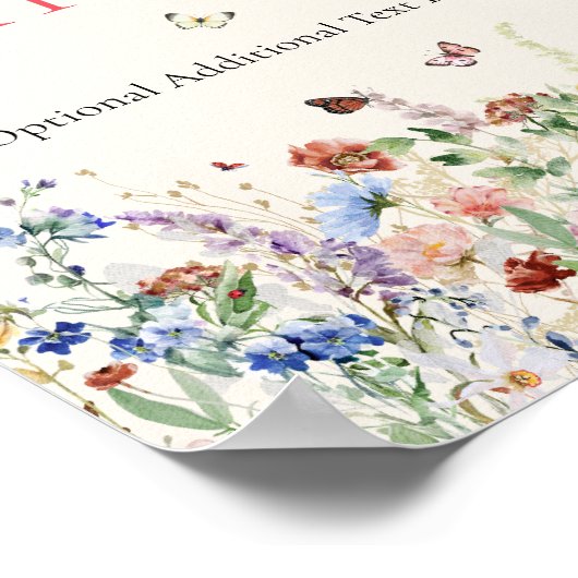 Kleurrijke Wilde Bloemen & Vlinders Poster (Hoek)