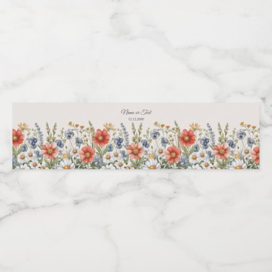Kleurrijke wilde bloemen waterfles etiket (Enkel label)