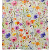 Kleurrijke wilde bloemen waterverf douchegordijn (Voorkant)