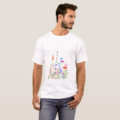 kleurrijke wilde bloemen waterverf schilderij t-shirt (Voorkant volledig)