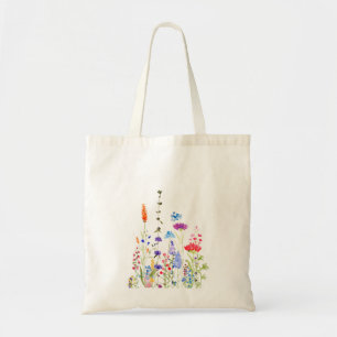 kleurrijke wilde bloemen waterverf schilderij tote bag