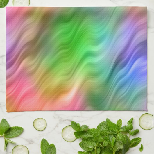 Kleurrijke wilde bloemen Wavy Texture Theedoek (Gevouwen)