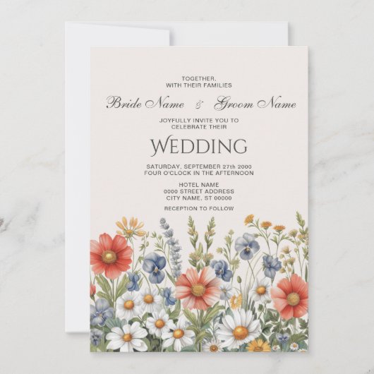 Kleurrijke wilde bloemen Weddenschap Kaart (Voorkant)