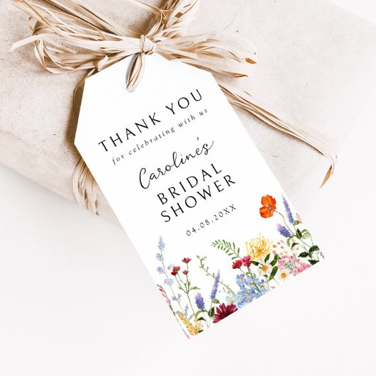 Kleurrijke Wilde Bloemenrand Cadeaulabel