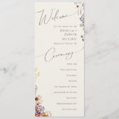 Kleurrijke Wilde Bloementuin | Beige Bruiloft Programmakaart (Voorkant)