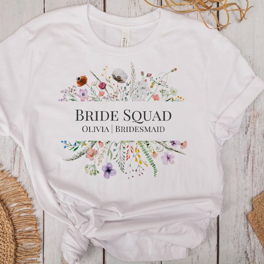 Kleurrijke Wilde Bloemenweide Bruids-squad T-shirt