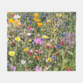 Kleurrijke wilde bloemenweide, levendig patroon. fleece deken (Voorkant (Horizontaal))