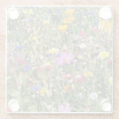 Kleurrijke wilde bloemenweide, levendig patroon. glazen onderzetter (Achterkant)