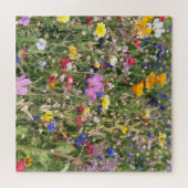 Kleurrijke wilde bloemenweide, levendig patroon. legpuzzel (Horizontaal)