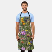 Kleurrijke wilde bloemenweide, levendig patroon. schort (Gedragen)