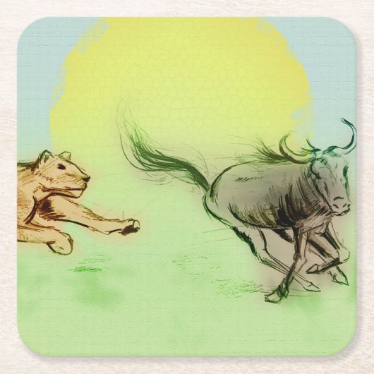 Kleurrijke wilde dieren, aangepaste vorm van Onder Kartonnen Onderzetters (Voorkant)