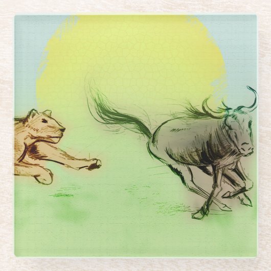 Kleurrijke wilde dieren, fijn Onderzetter (Voorkant)