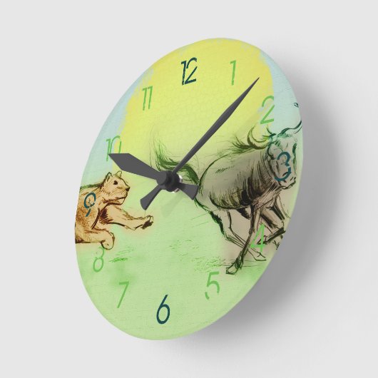 Kleurrijke wilde dieren kakken,  ronde klok (Hoek)