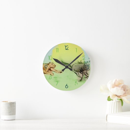 Kleurrijke wilde dieren kakken,  ronde klok (Huis)