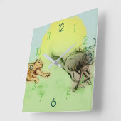 Kleurrijke wilde dieren kakken, vierkant klok (Hoek)