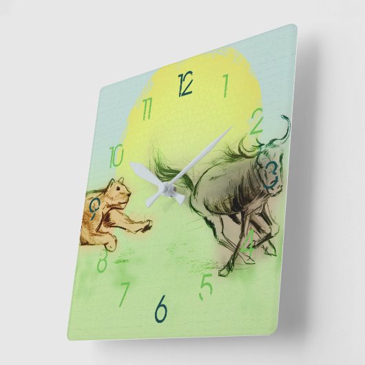 Kleurrijke wilde dieren kakken, vierkant klok (Hoek)