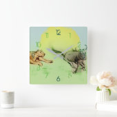 Kleurrijke wilde dieren kakken, vierkant klok (Huis)