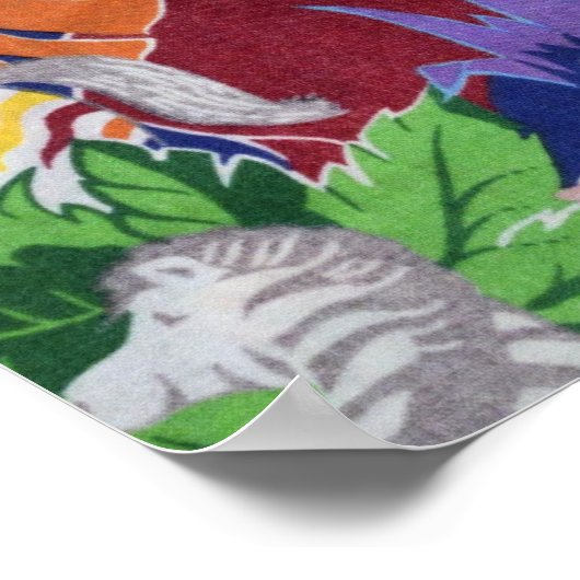 Kleurrijke Wilde Dieren Poster (Hoek)