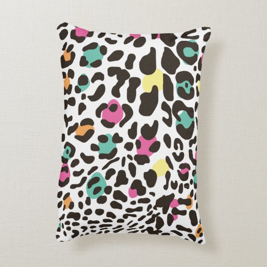 Kleurrijke wilde dieren & tropische bladeren accent kussen (Achterkant (Verticaal))