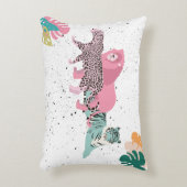 Kleurrijke wilde dieren & tropische bladeren accent kussen (Voorkant(Verticaal))