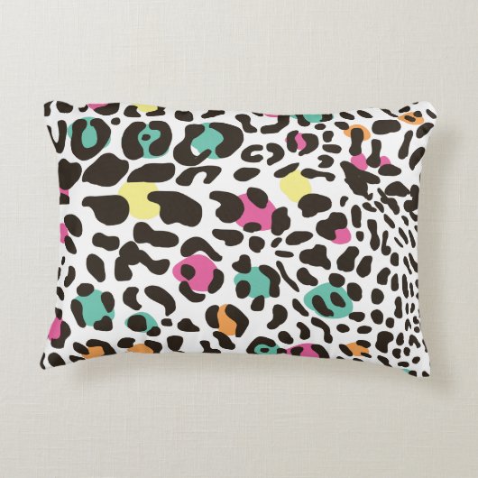 Kleurrijke wilde dieren & tropische bladeren accent kussen (Achterkant)