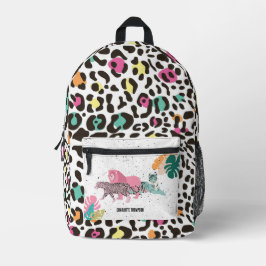 Kleurrijke wilde dieren & tropische bladeren bedrukte rugzak