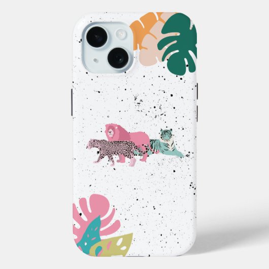 Kleurrijke wilde dieren & tropische bladeren Case-Mate iPhone case (Achterkant)