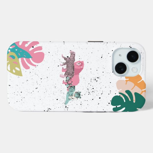 Kleurrijke wilde dieren & tropische bladeren Case-Mate iPhone case (Achterkant (horizontaal))