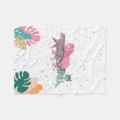 Kleurrijke wilde dieren & tropische bladeren fleece deken (Voorkant (Horizontaal))