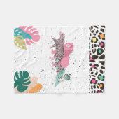 Kleurrijke wilde dieren & tropische bladeren fleece deken (Voorkant (Horizontaal))