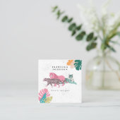 Kleurrijke Wilde Dieren & Tropische Bladeren QR Co Vierkante Visitekaartje (Staand voorkant)