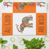 Kleurrijke Wilde en Vrije Olifant Keuken Handdoek (Gevouwen)