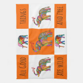 Kleurrijke Wilde en Vrije Olifant Keuken Handdoek (Verticaal)