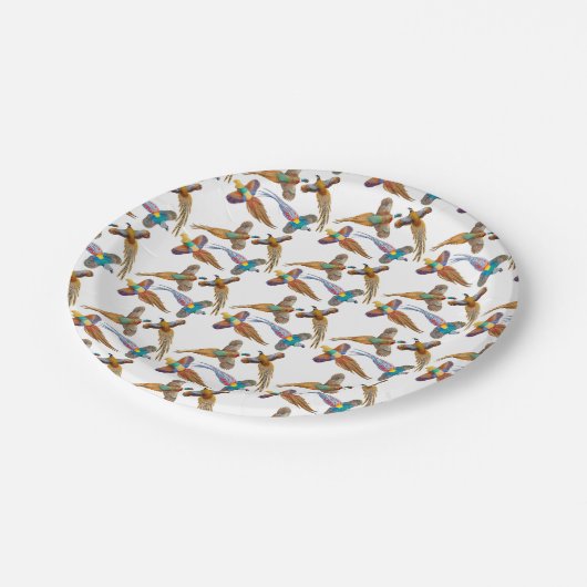 Kleurrijke wilde fazant Borden van vogelpapier Papieren Bordje (Gekanteld)