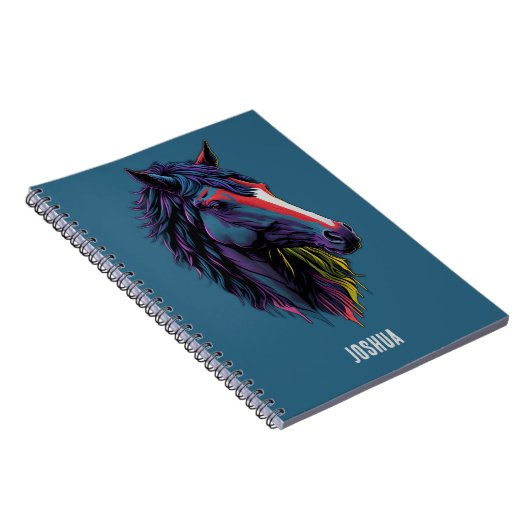 Kleurrijke wilde hengst Urban Graffiti Art Journal Notitieboek (Rechterzijde)