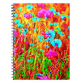 Kleurrijke Wilde Meadow in Bloom Pop Art Style Notitieboek (Voorkant)