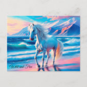 Kleurrijke wilde paarden mustang kustlandschap briefkaart (Voorkant)