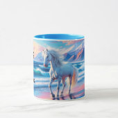 Kleurrijke wilde paarden mustang kustlandschap mok (Midden)