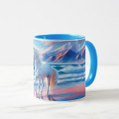 Kleurrijke wilde paarden mustang kustlandschap mok (Voorkant rechts)